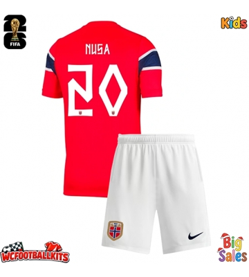 Norway Antonio Nusa #20 Replica Home Stadium Kit for Kids World Cup 2026 Short Sleeve (+ pants)